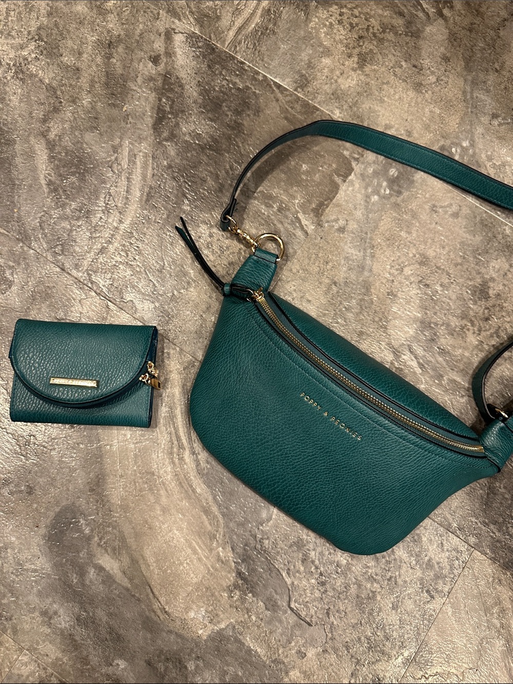 Poppy & Peonies Teal Sidekick Belt Bag with Matching Margaux wallet